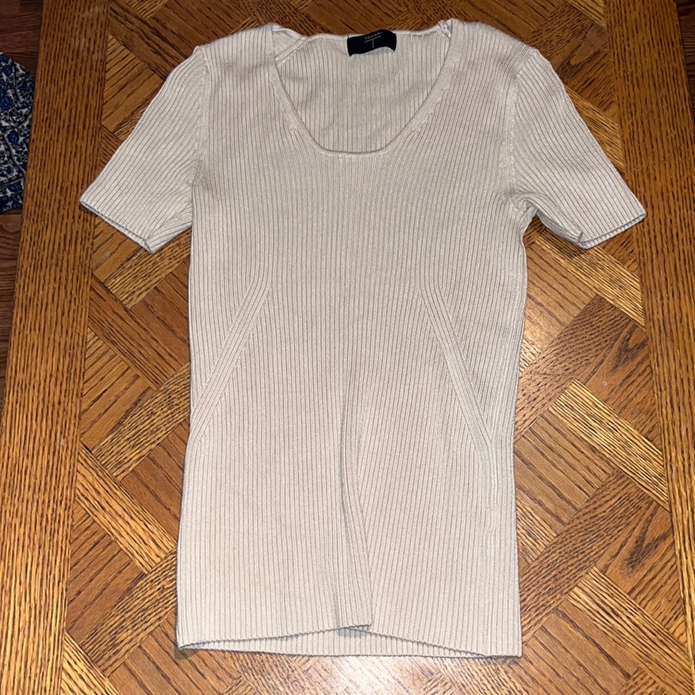 White beige, solid, tight fit blouse